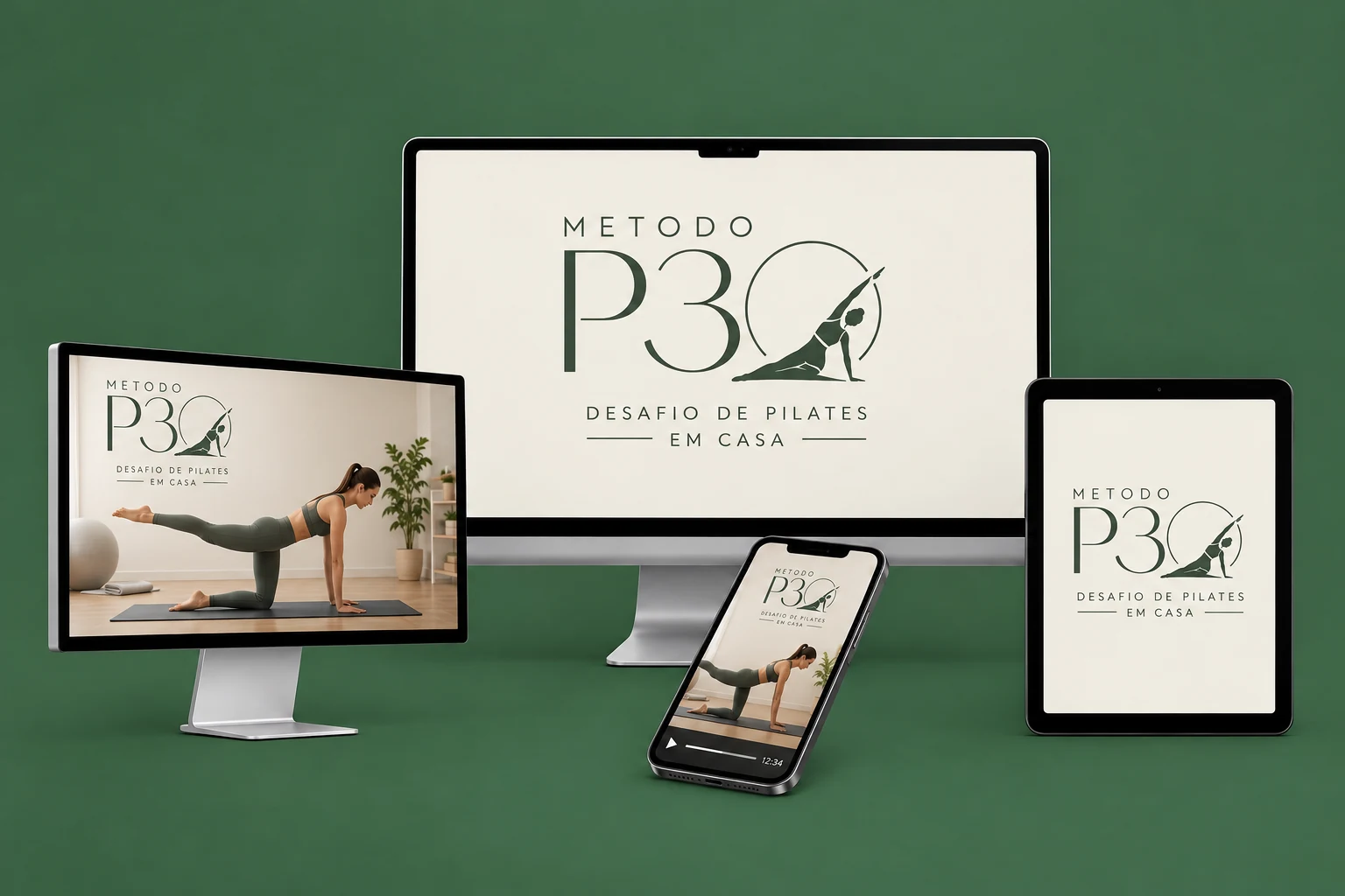Mockup do Método P30 — Pilates na Parede em Casa